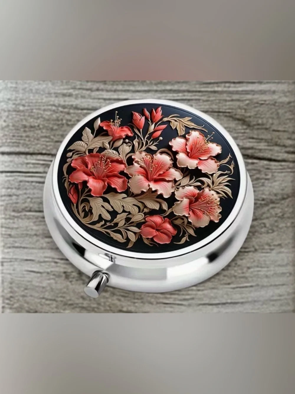 Floral Nature Inspired Pill Organizer 3-Compartment Compact Pill Case New - Picture 6 of 6